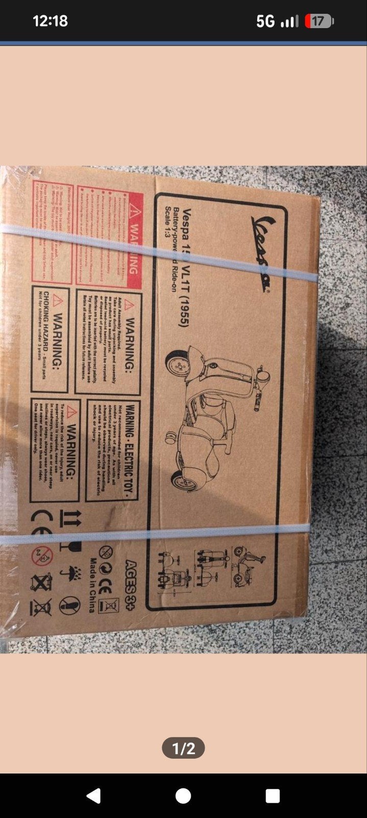 Vespa brommer op accu, Ophalen of Verzenden, Nieuw