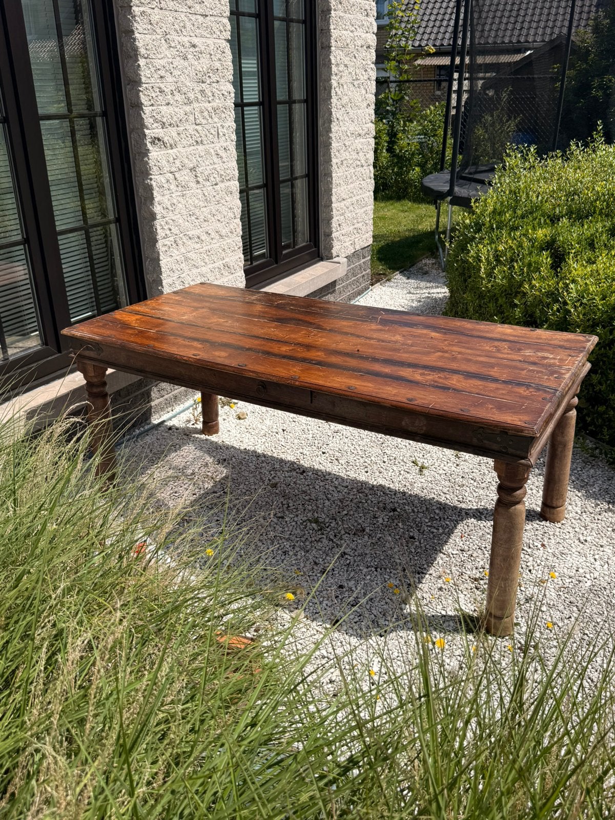 Vintage massief houten boerentafel, Ophalen