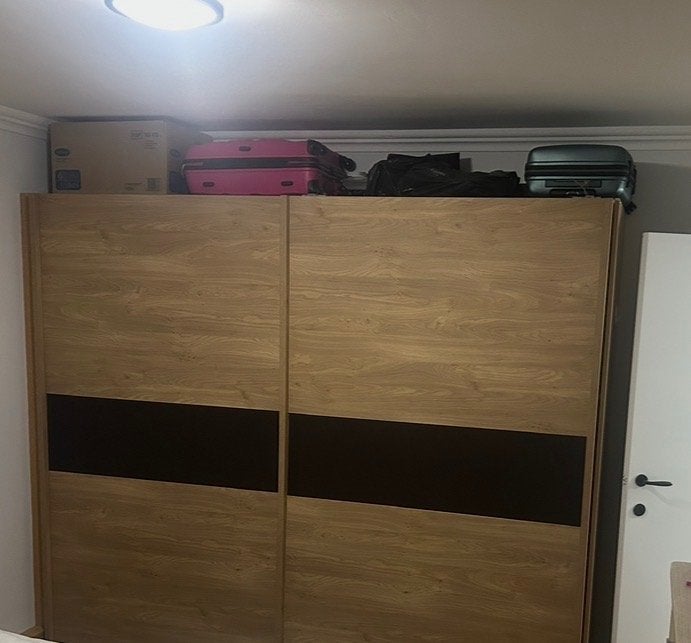 Kleerkast met schuifdeuren, Huis en Inrichting, Ophalen, Gebruikt, 200 cm of meer, 200 cm of meer