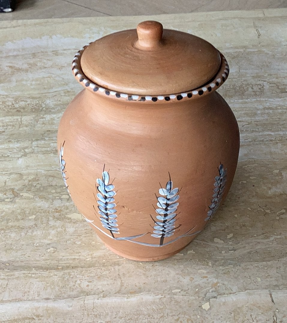 handgemaakte terracotta keramieken pot met deksel, Antiek en Kunst, Ophalen of Verzenden