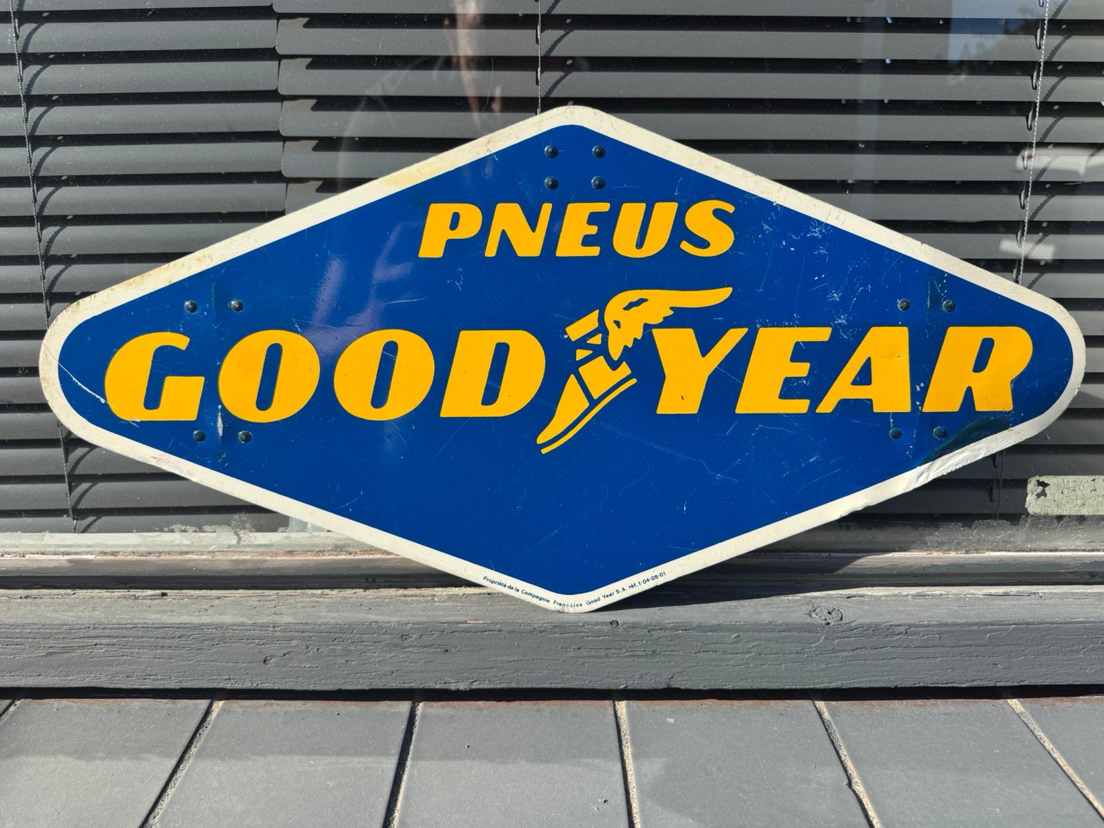Ancien panneau publicitaire pour pneus GOODYEAR, Enlèvement ou Envoi, Utilisé, Panneau publicitaire