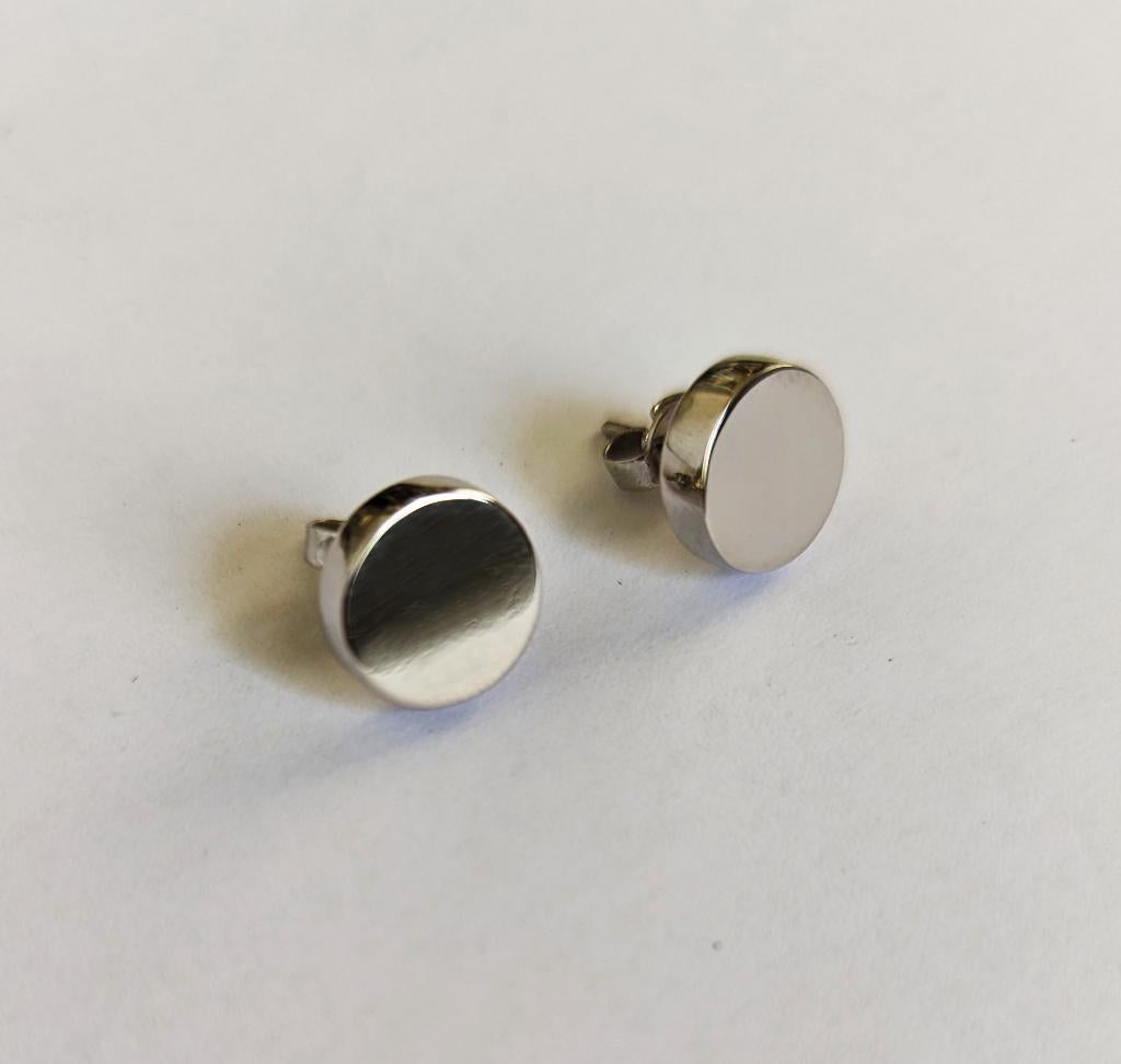 Superbes boucles d'oreilles rondes en argent, Argent, Argent, Envoi, Neuf