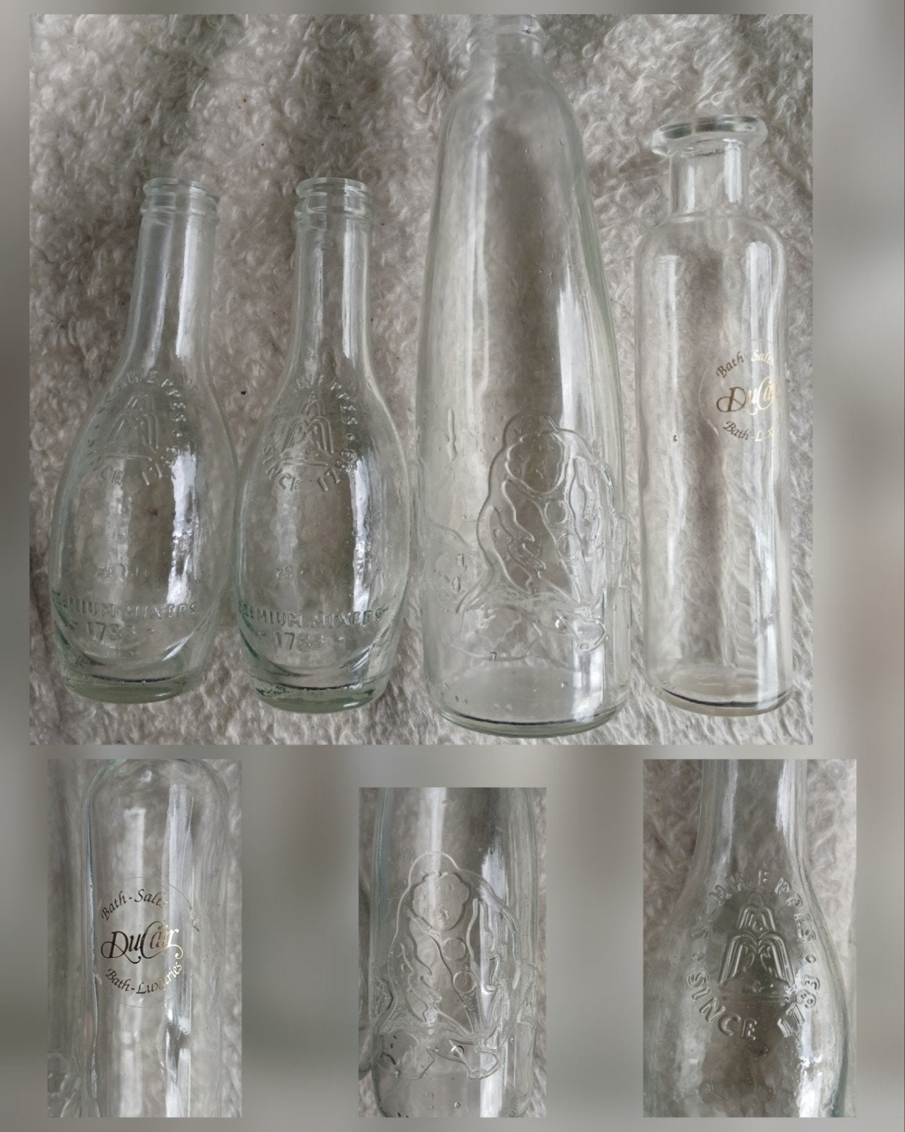 lot 4x bouteilles boisson relief vintage, Enlèvement ou Envoi
