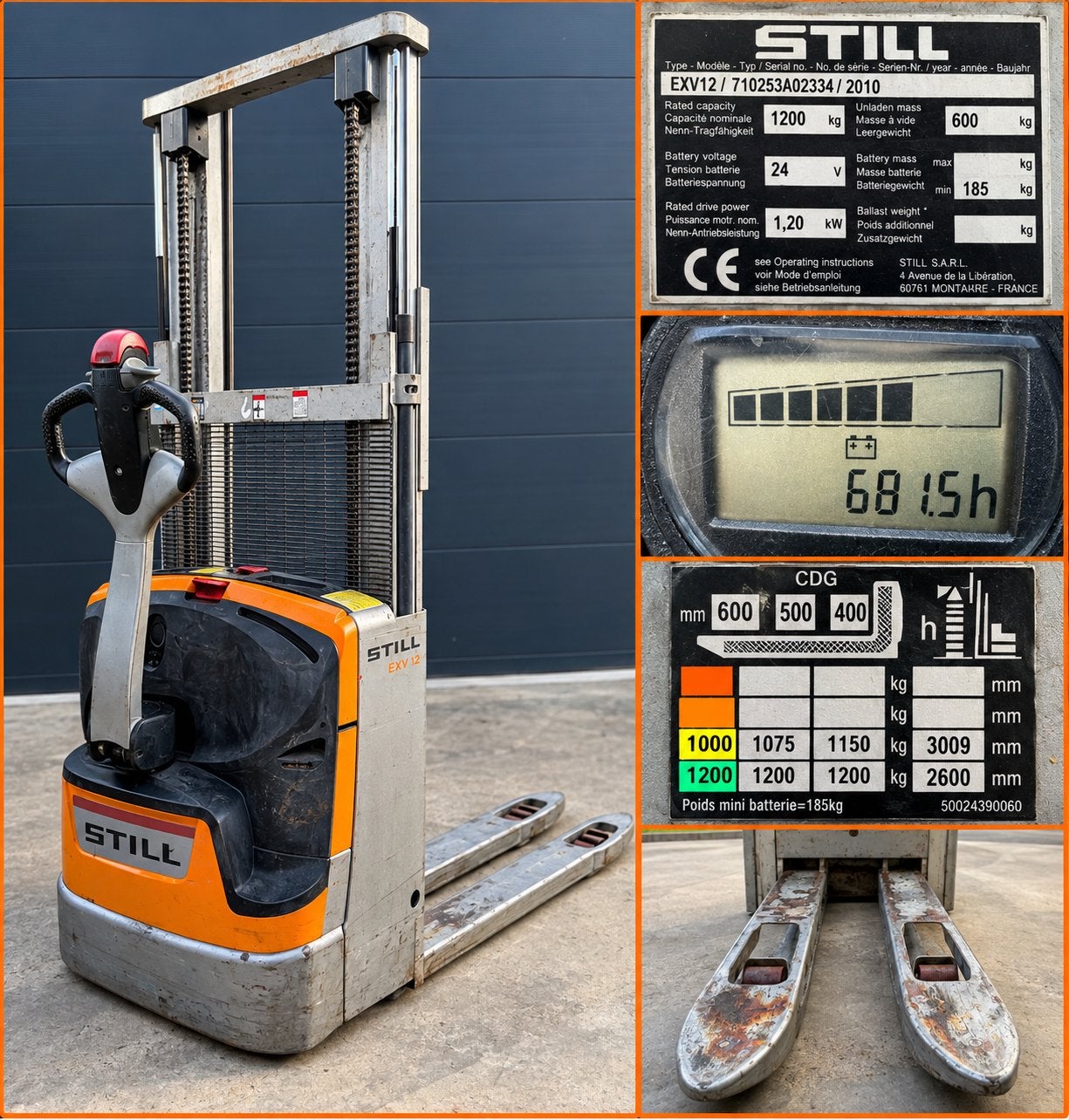 Gerbeur électrique STILL EXV 12 – 1 200 kg – 681 h –, 1000 à 2000 kg, Enlèvement, Électrique, Autres types