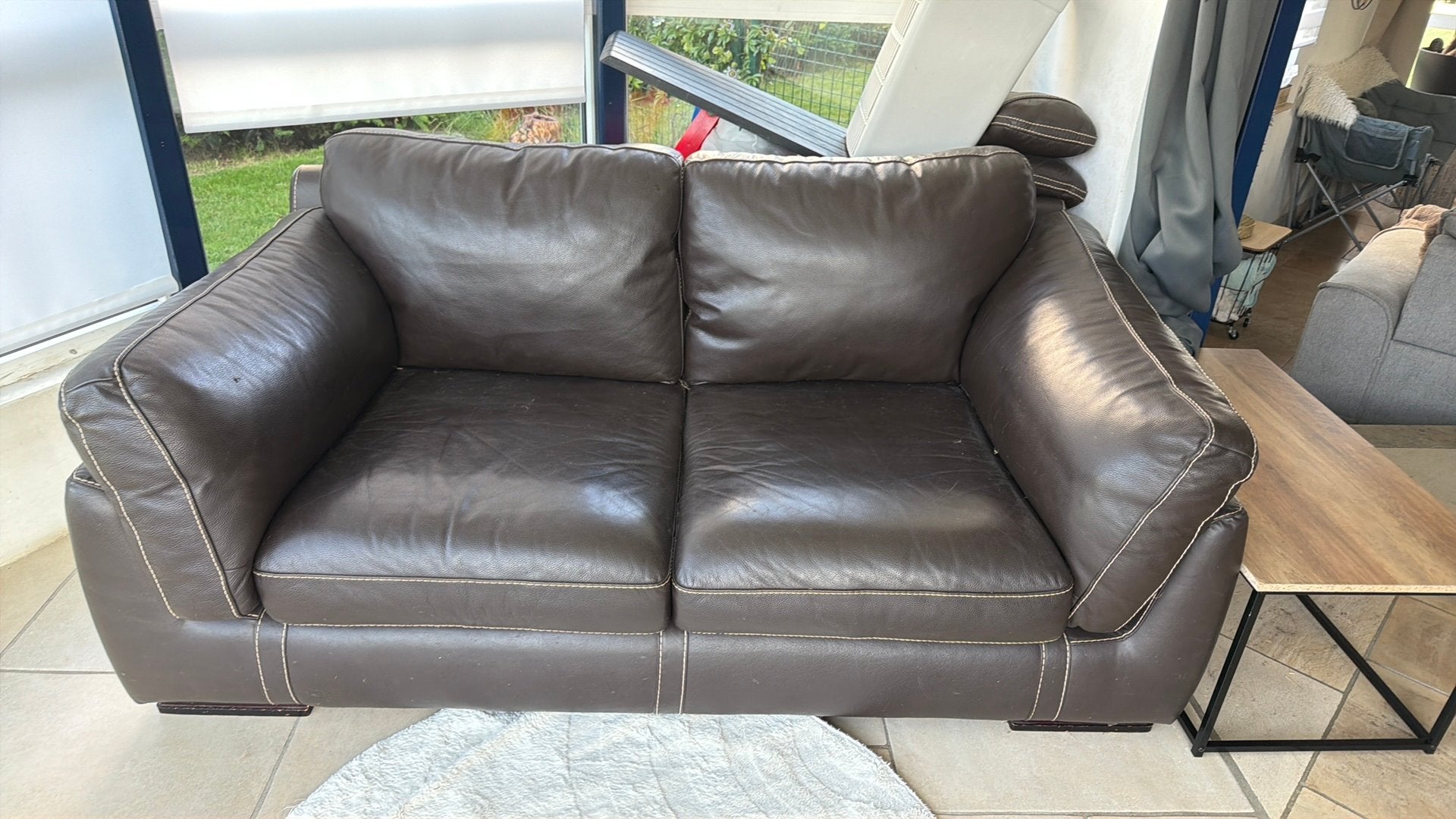 2zit 3 zit en 1 zit zetel leder afhalen wingene 150€, Huis en Inrichting, Ophalen, 150 tot 200 cm, Driepersoons, Rechte bank