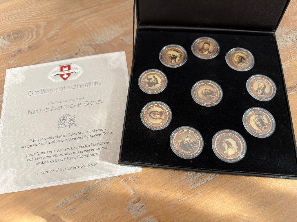 Coffret « Native American Chiefs » - Swiss Castell Mint, Envoi, Monnaie