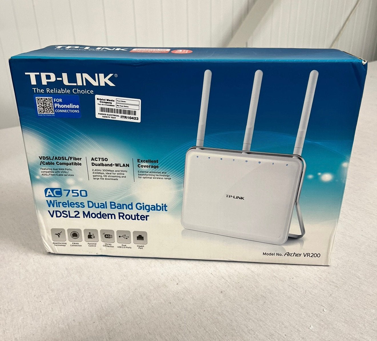 TP-LINK Archer VR200 AC750 modem router VDSL vdsl2 usb poort, Ophalen of Verzenden, Zo goed als nieuw, Router met modem