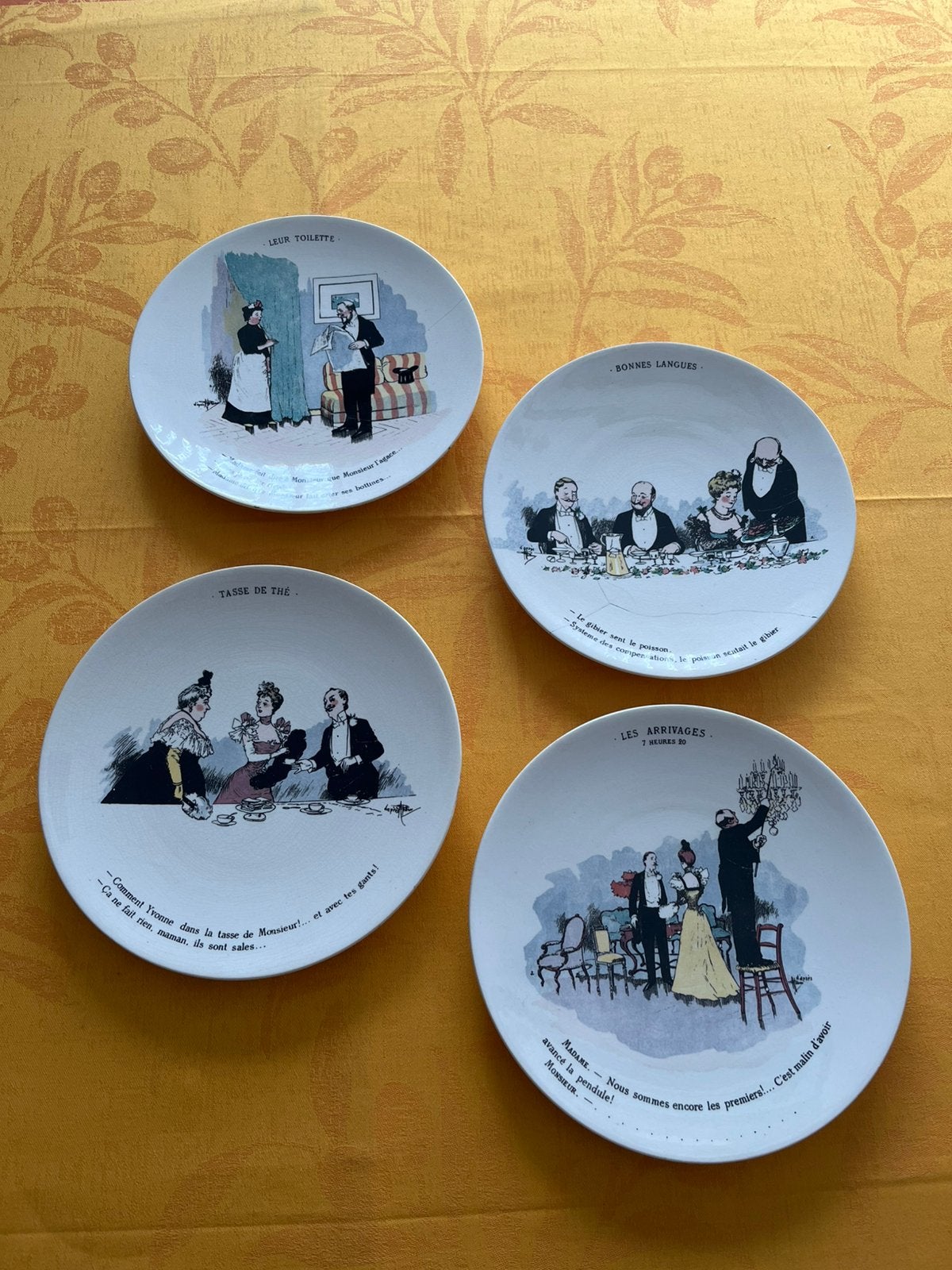 4 humoristische antieke borden, Ophalen