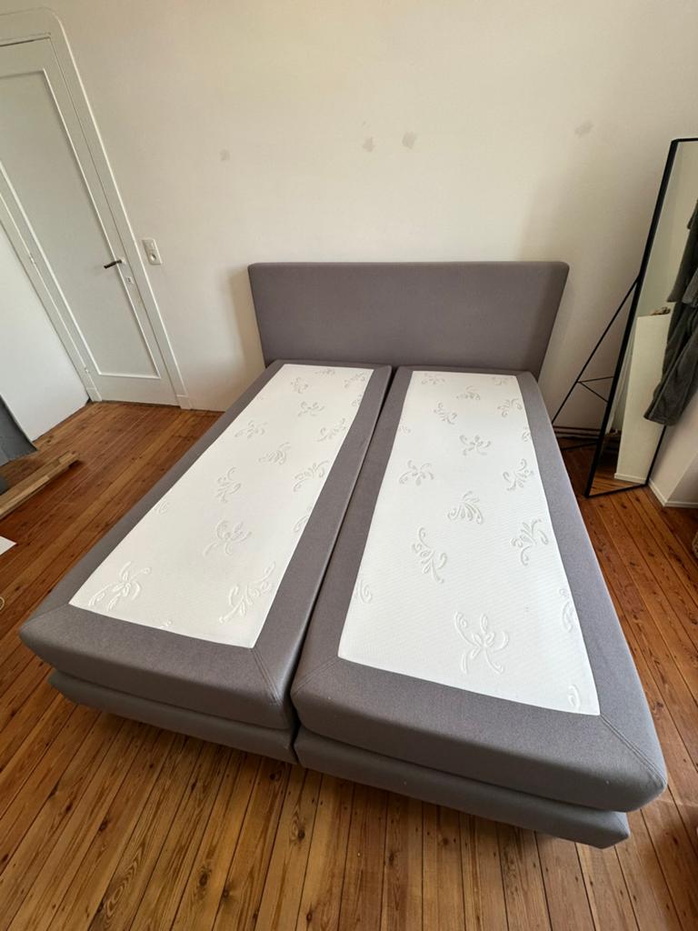 Boxspring 160x200 cm – Swiss sens, Enlèvement, Deux personnes, Gris