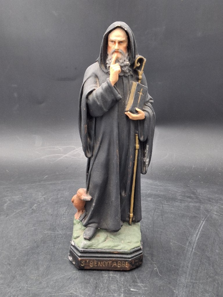 oud krijten beeld van Sint Benedictus, begin 1900, Ophalen of Verzenden