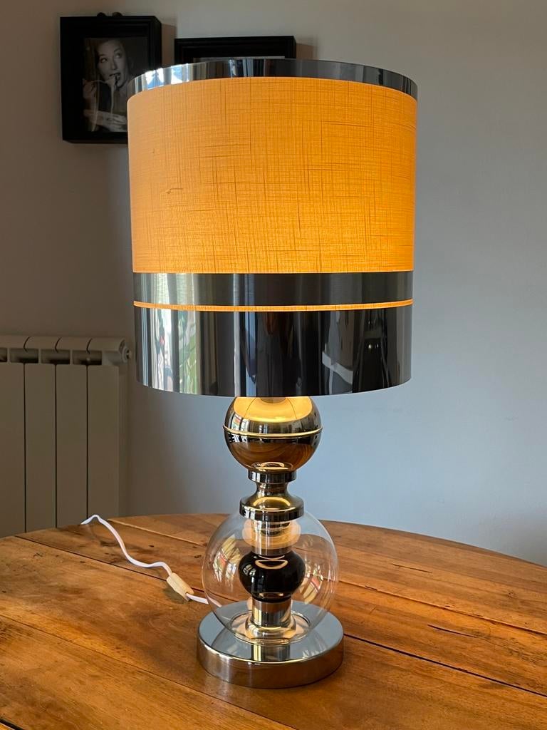 Vintage tafellamp (Philippe Barbier), Ophalen, Glas, Vintage