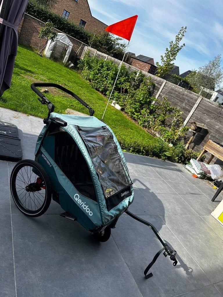 Fietskar met adapter voor baby, Ophalen, Zo goed als nieuw, Kinderkar