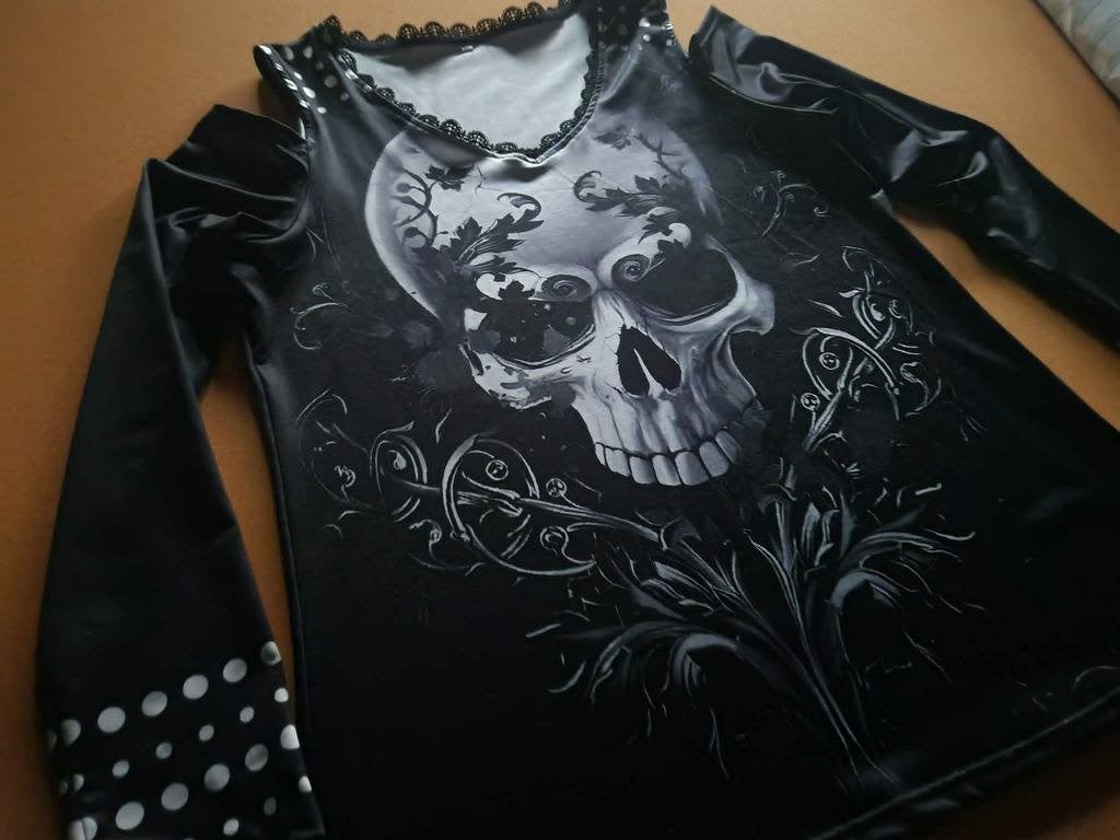 shirt skull - Large, Kleding | Dames, T-shirts, Ophalen, Zwart, Maat 42/44 (L), Nieuw