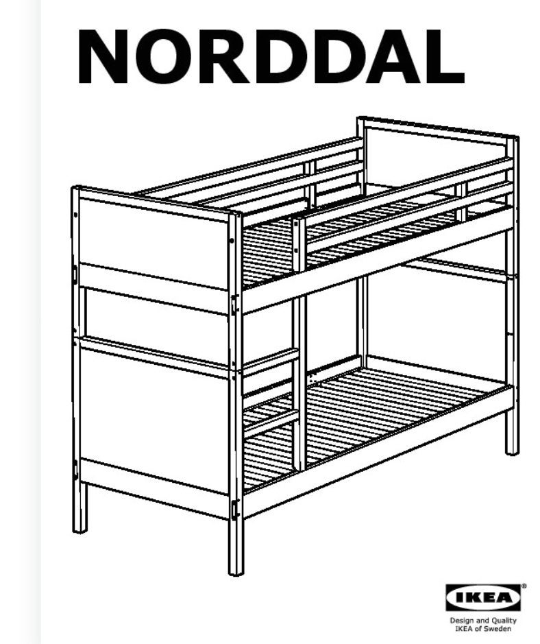 IKEA NORDDAL Stapelbed. Goede staat & al gedemonteerd! (€50), Ophalen, Gebruikt, 90 cm, Zwart