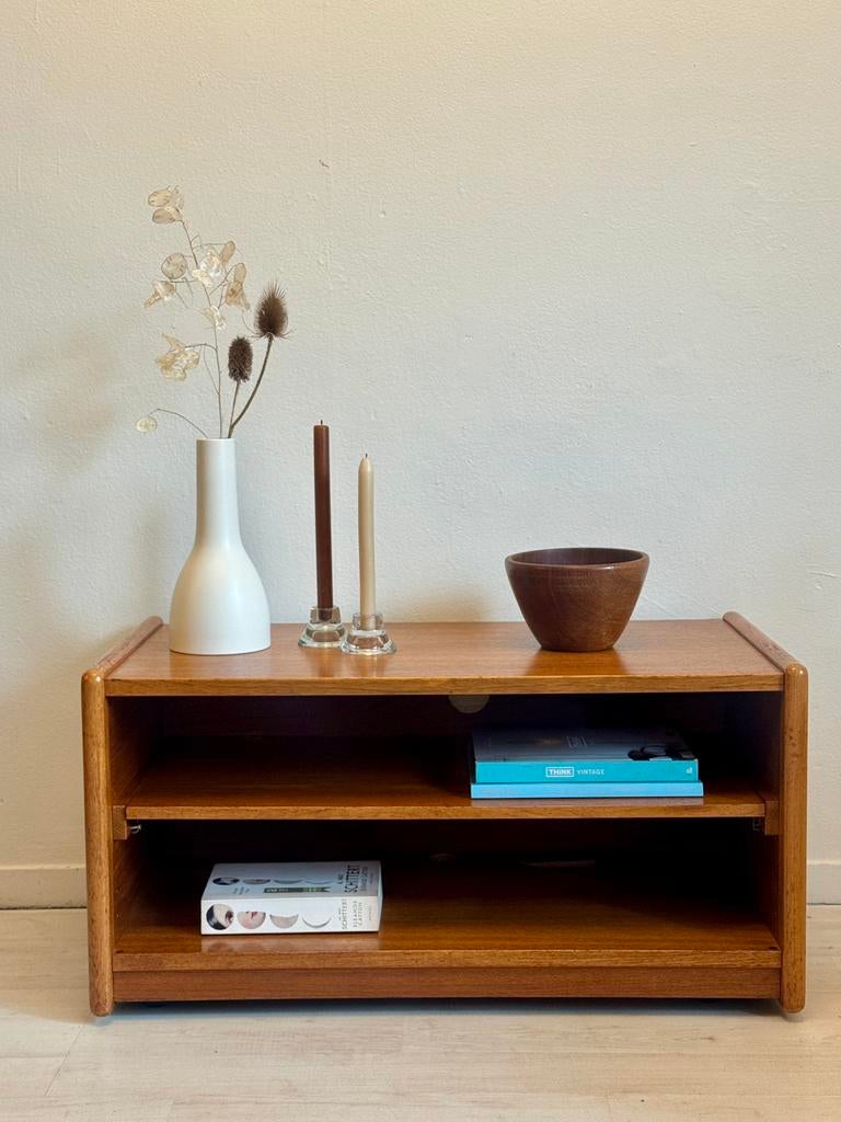 Vintage Deens teakhouten trolley tv-meubel, Huis en Inrichting, Ophalen, Zo goed als nieuw, Teakhout, Vintage Midcentury Deens