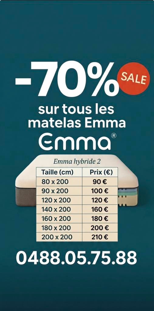 Matelas emma a partir de 90€, Enlèvement, Neuf, Matelas