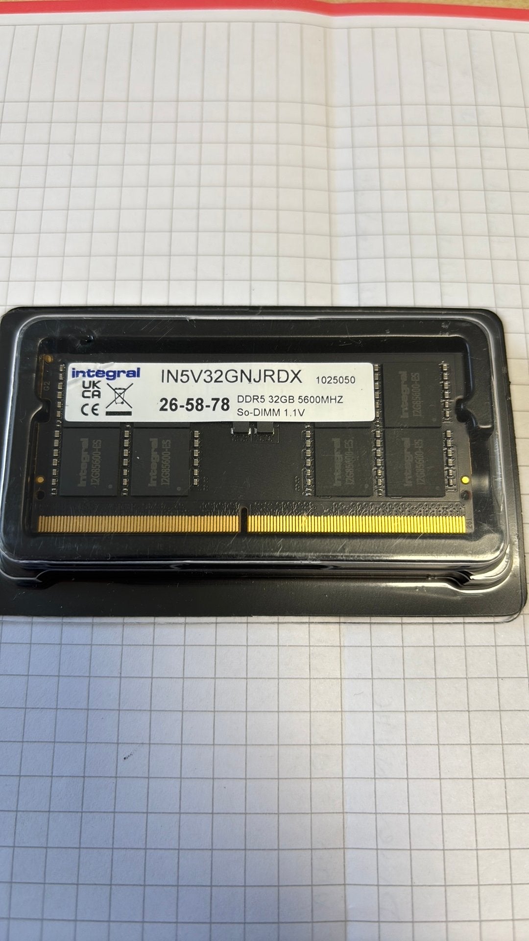 RAM So-Dimm DDR5 1x32GB 5600Mhz, Informatique & Logiciels, Neuf, 32 GB, Enlèvement, DDR5