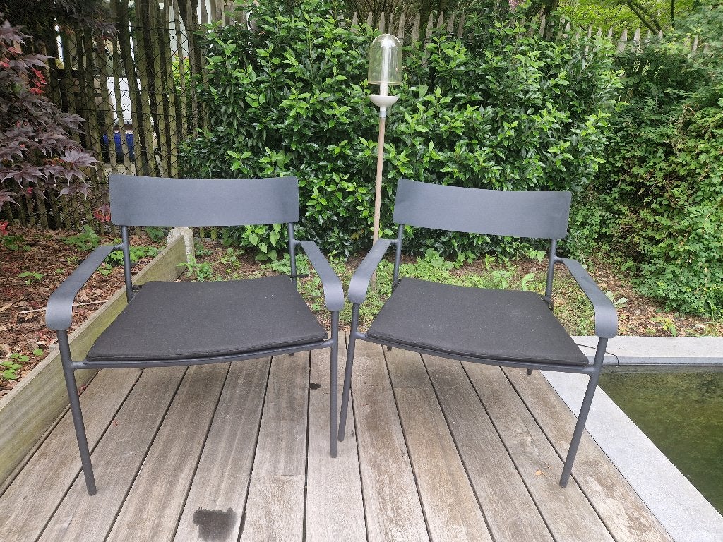 2 x Serax lounge stoelen 'August', Jardin & Terrasse, Chaises de jardin, Neuf, Métal, Enlèvement