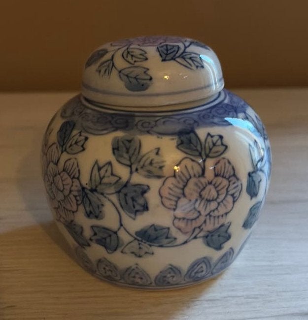 Vintage Chinese Gemberpot met Pioenrozen – Pastel & Blauw, Antiek en Kunst, Ophalen of Verzenden