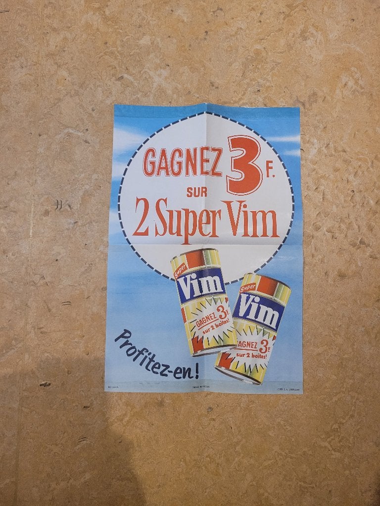 ancienne publicité Delhaize Vim, Enlèvement ou Envoi, Utilisé, Panneau publicitaire