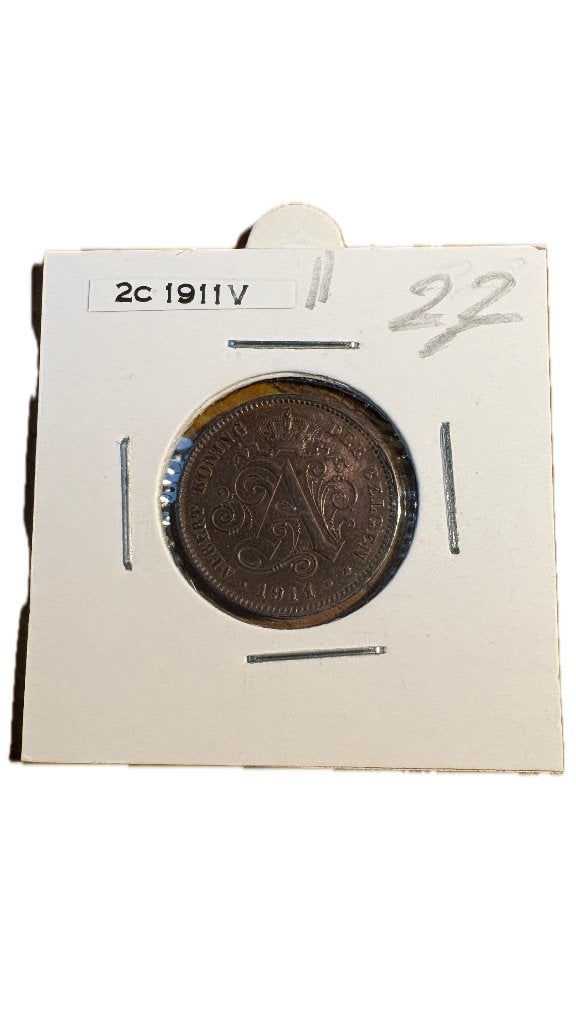 ALBERT I: 2 CENT 1911V (2), Postzegels en Munten, Munten | België, Ophalen of Verzenden
