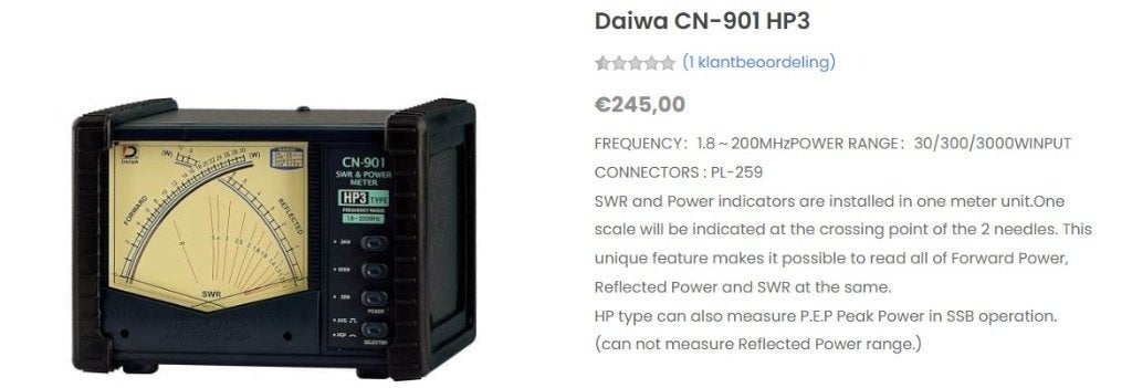 Daiwa cn 901  hp3 !  swr/power meter, Enlèvement ou Envoi, Comme neuf