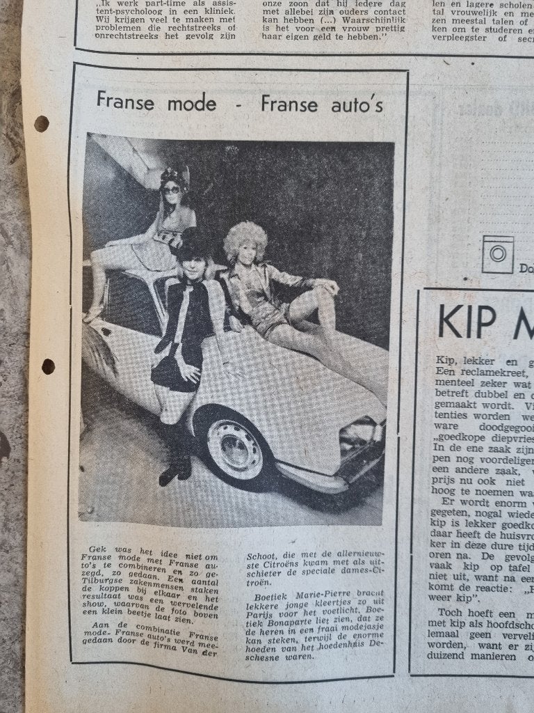 Franse mode met nieuwste Citroën auto (1971), Verzenden, Knipsel(s)