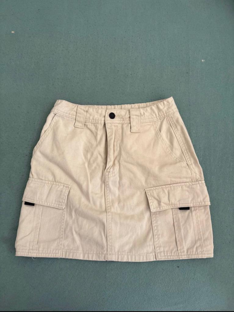 Cargobeige jeansrok - XS - Geen merk - Katoen, Kleding | Dames, Rokken, Verzenden, Beige, Zo goed als nieuw, Maat 34 (XS) of kleiner
