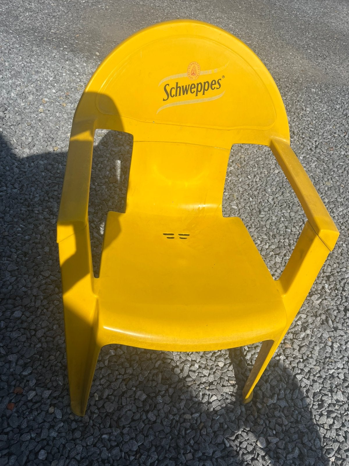 Set van twee Schweppes terrasstoelen, Ophalen, Gebruikt, Plastic, Stapelbaar