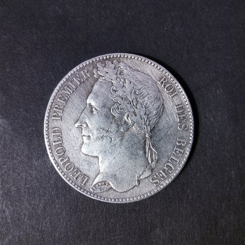 België 5 francs Leopold I gelauwerd 1847, Postzegels en Munten, Zilver, Ophalen of Verzenden, Losse munt, Zilver