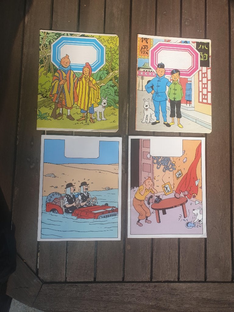 4 cahiers lignés Tintin (Vente à la pièce ou en lot)., Envoi, Tintin, Comme neuf, Ustensile