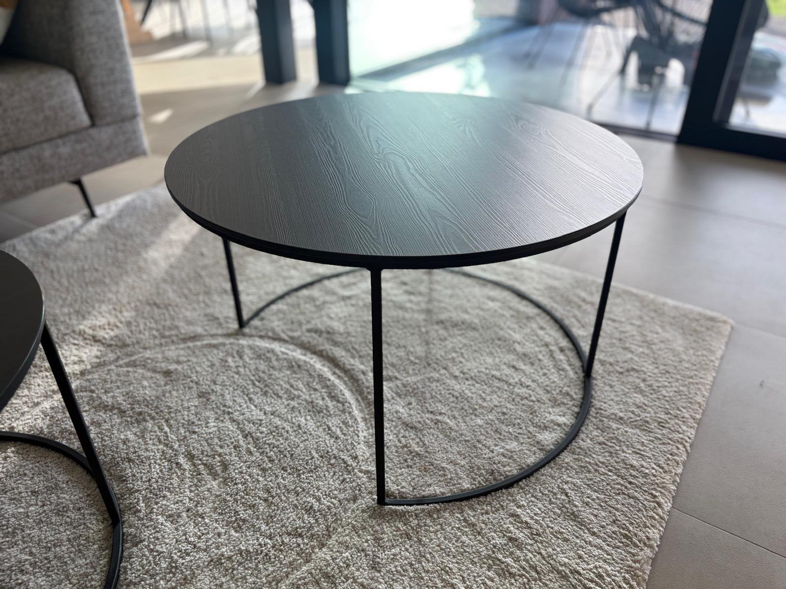 Salontafel en eettafel in zwarte eiken fineer hout, Huis en Inrichting, Ophalen, 100 tot 150 cm, Eikenhout, 200 cm of meer