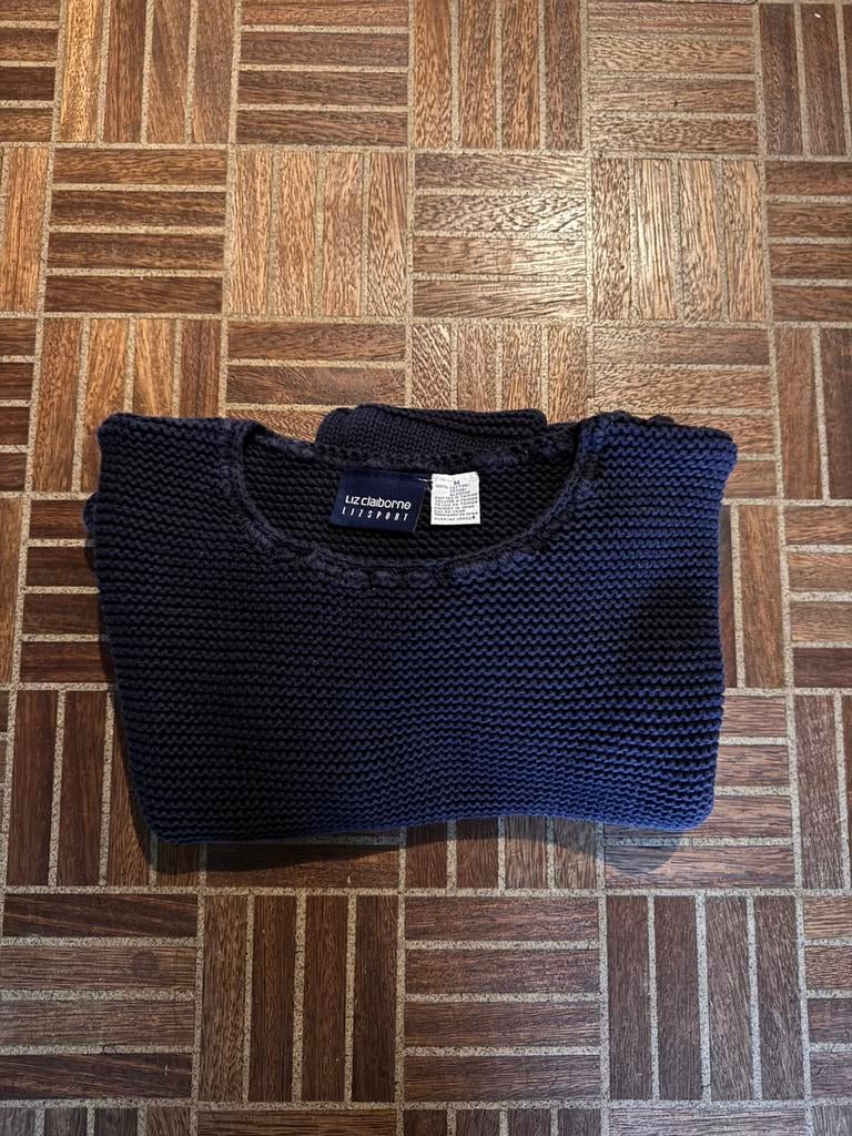Dikke blauwe trui met bloemen, Kleding | Dames, Ophalen, Gedragen, Maat 38/40 (M), Blauw