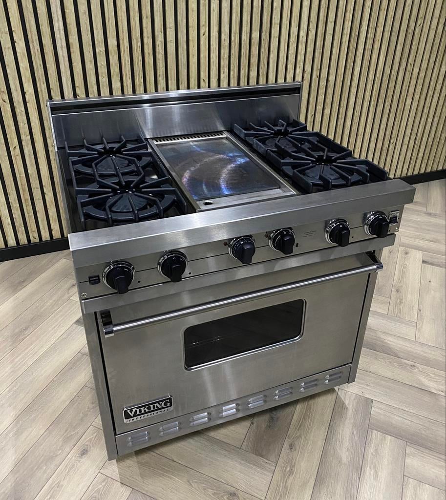 Prachtig Amerikaans Viking Fornuis 91CM Gas + Grillplaat, Elektronische apparatuur, Fornuizen, 60 cm of meer, 4 kookzones, Gas