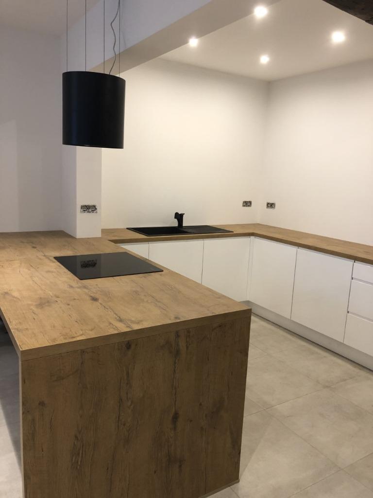 Meubles de cuisine blanc laqué sans poignées, Neuf, Enlèvement ou Envoi, Bois, Sans poignée