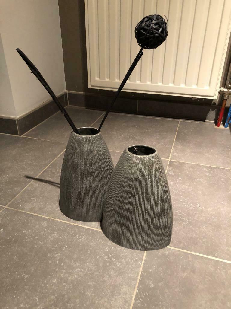2 vazen steen modern grijs, Enlèvement ou Envoi, Neuf, Autres couleurs