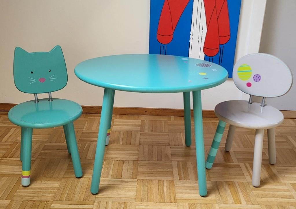 Kinder tafeltje en stoeltjes van het merk MOULIN ROTY, Ophalen, Zo goed als nieuw, Tafel(s) en Stoel(en)