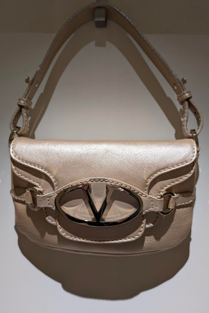 Sac à main Valentino en cuir beige nacré, Enlèvement ou Envoi, Comme neuf, Beige, Sac à main