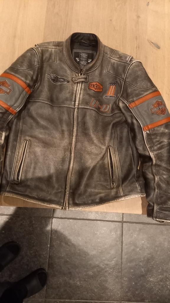 Harley-Davidson lederen motorjas. Old school look, Motoren, Ophalen