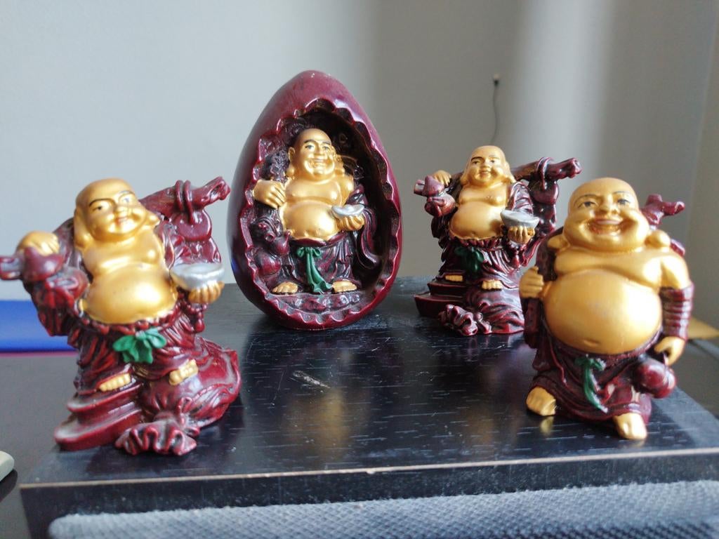 lot de 4 bouddhas en résine 9 et 13 cm, Enlèvement ou Envoi, Comme neuf