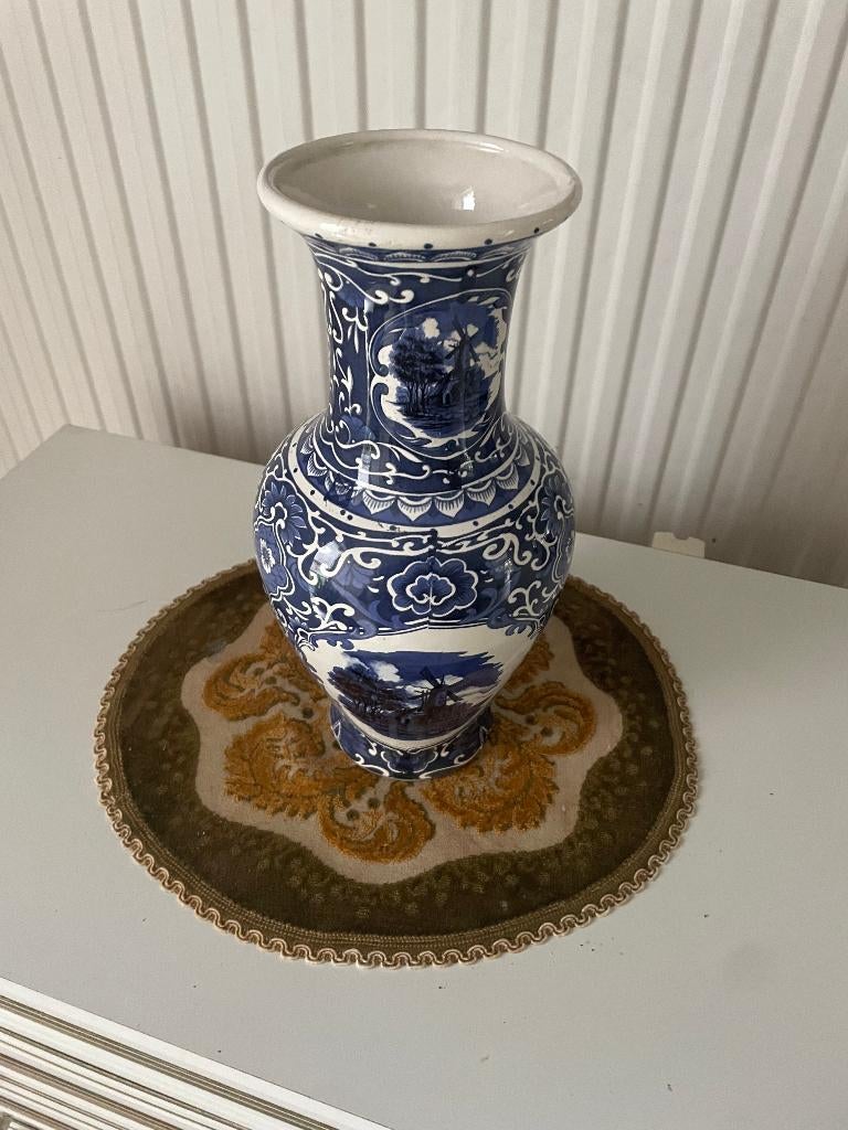 Vase hollandais bleu blanc moulin Delft ?, Enlèvement, Bleu