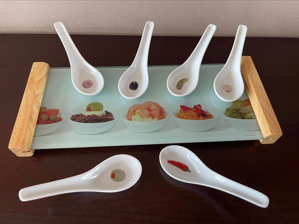 Appetizer serving set - met 6 lepeltjes NIEUW, Huis en Inrichting, Ophalen, Nieuw