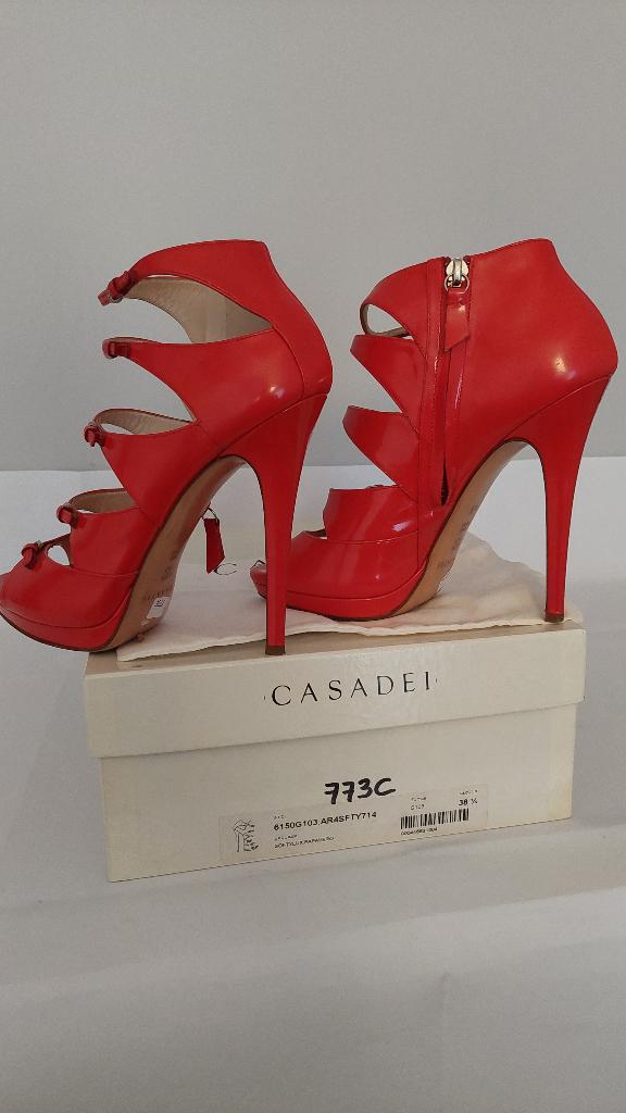 773C* Casadei - sexy shoes rouges cuir verni brides (38,5), Rouge, Chaussures à haut talons, Porté, Casadei