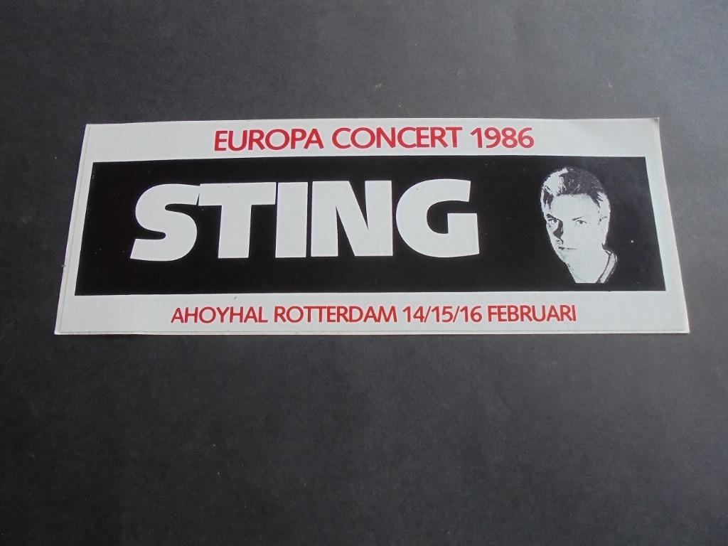 Sticker : Sting Europa Concert 1986 Rotterdam, Verzenden, Nieuw, Film, Tv of Omroep