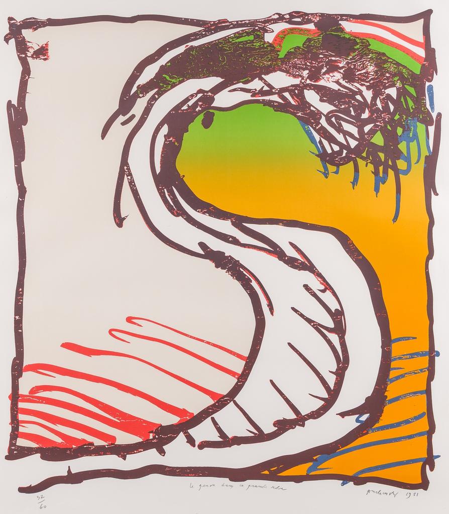 Alechinsky ‘Le genou dans la grande robe’ , 1981, 160x120, Antiquités & Art, Art | Lithographies & Sérigraphies, Enlèvement
