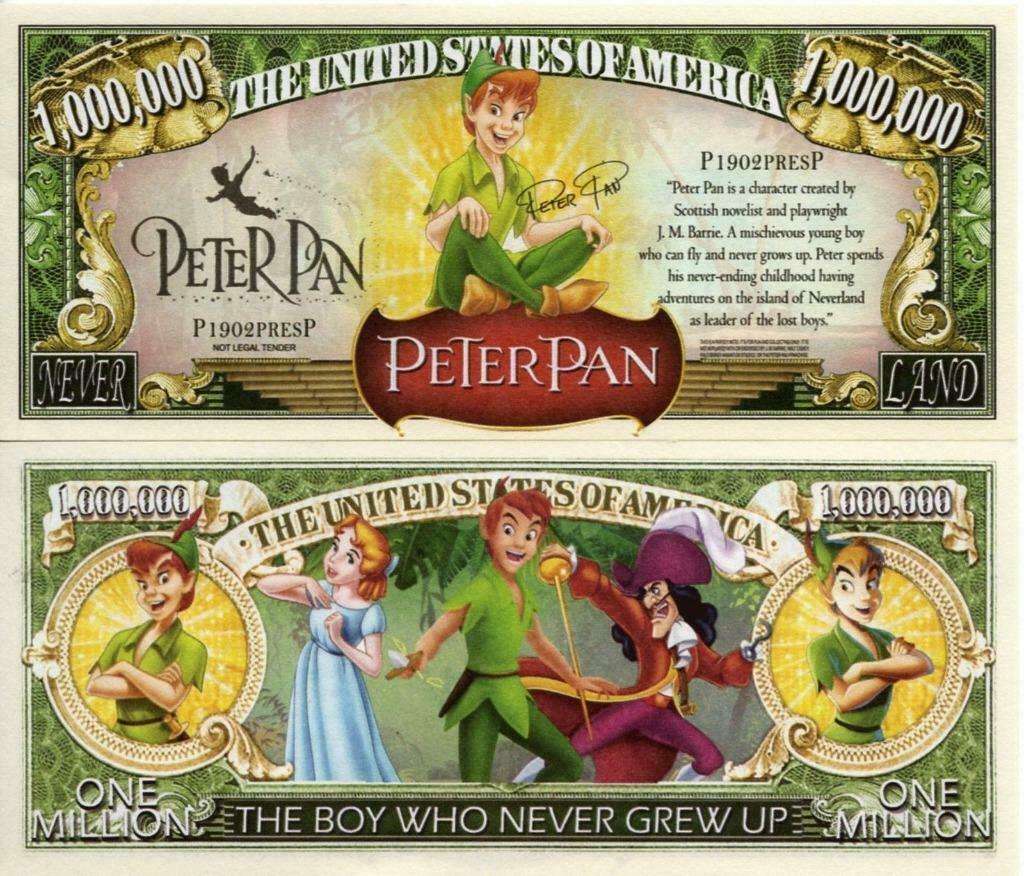 USA 1 million $ bankbiljet Peter Pan (Disney) NIEUW & UNC, Verzenden, Noord-Amerika, Los biljet