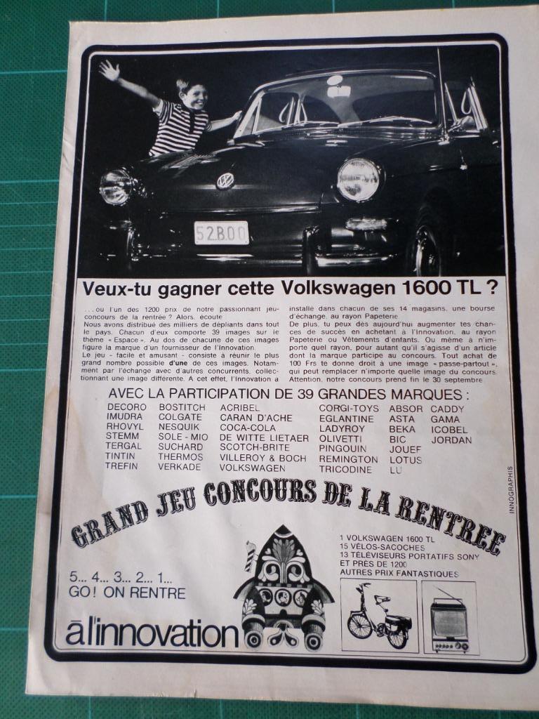 VW 1600 TL - publicité papier - 1966, Ophalen of Verzenden, Gebruikt, Overige typen