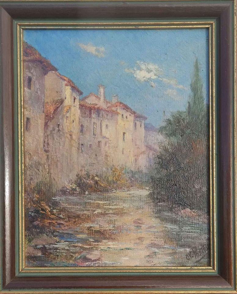 Huile sur toile signe ovide postel, Antiek en Kunst, Ophalen of Verzenden
