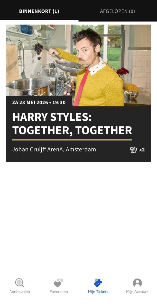 Harry Styles tickets, Twee personen, Mei