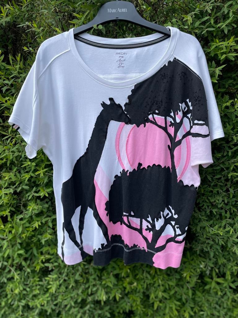 T SHIRT MARCCAIN PRINT TAILLEERT RUIM OVERSIZED IS MAAT 2, Kleding | Dames, Maat 38/40 (M), Overige kleuren, Nieuw, Ophalen of Verzenden